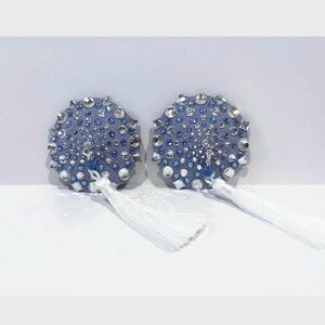 Elegant Blue and Silver Tassel Pasties